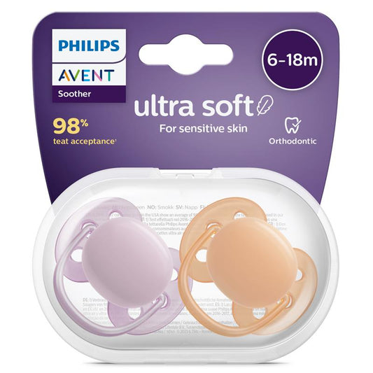 Philips Avent Ultra Soft Soother for Sensitive Skin - 6 to 18 Months (2 Pack) – view 2 - Auzzistore