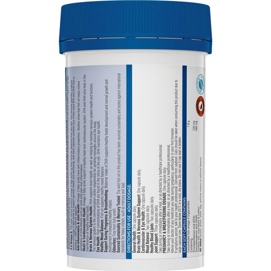 Swisse Wild Fish Oil 4x Strength Omega-3 EPA 720mg DHA 486mg - 60 Capsules – view 2