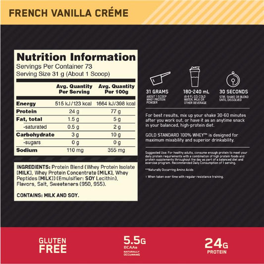 Optimum Nutrition Gold Standard 100% Whey Protein - French Vanilla 2.27kg