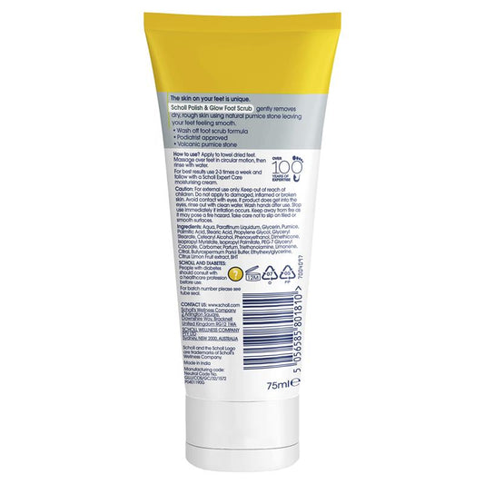 Scholl ExpertCare Polish & Glow Foot Scrub 75ml - Exfoliate for Smooth Feet - Auzzistore