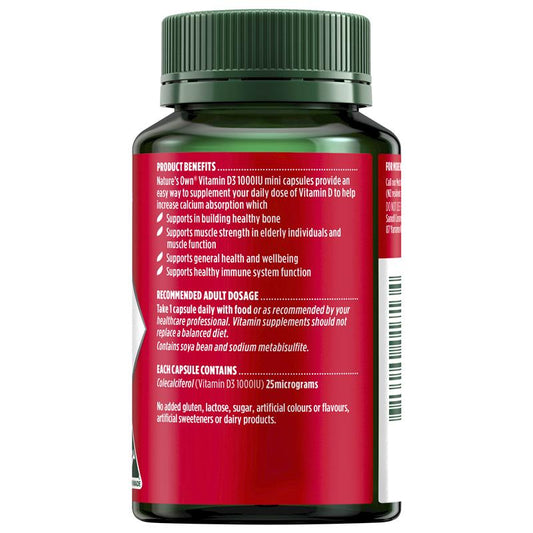 Nature's Own Vitamin D3 1000IU - Bone Health Support, 200 Capsules – view 2