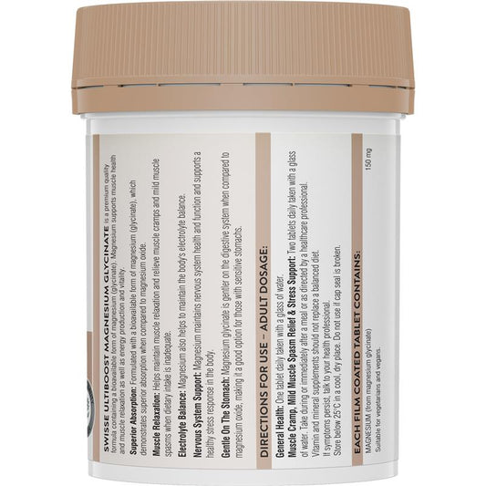 Swisse Ultiboost Magnesium Glycinate 120 Tablets – Bioavailable, Vegan – view 2