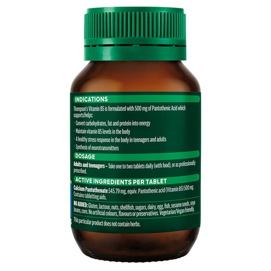 Thompson's Vitamin B5 500mg Pantothenic Acid Supplement – 60 Tablets – view 2
