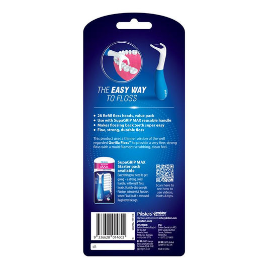 Piksters SupaGRIP Max Flosser Refill 28pk - Effortless Flossing for Seniors