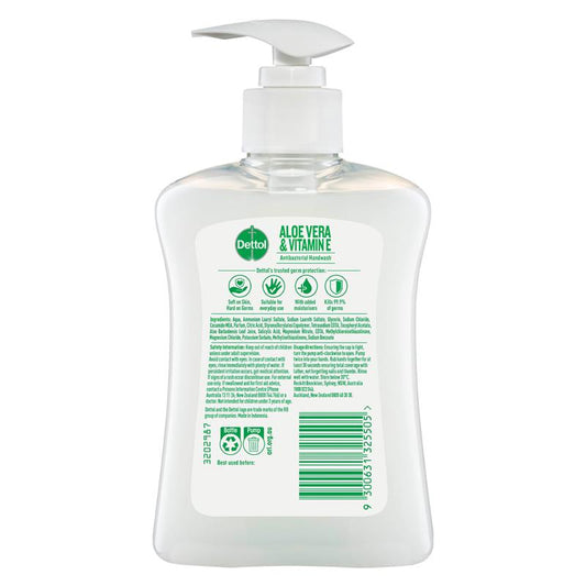 Dettol Antibacterial Hand Wash Pump - Aloe Vera & Vitamin E 250mL-Auzzi Store