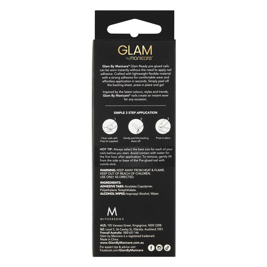 Glam By Manicare Glam Ready Pre-Glued Nails My Snow Bunny - 30 Pieces