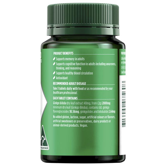 Nature's Own Ginkgo Biloba 2000mg 100 Tablets - Support Memory & Circulation-Auzzi Store