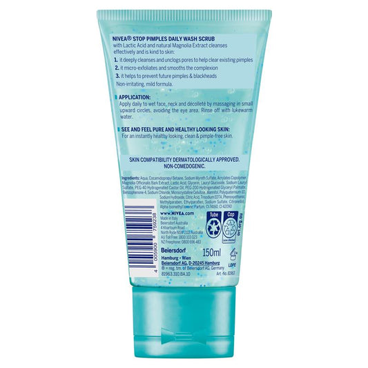 NIVEA Daily Essentials Anti-Pimple Face Scrub 150ml - Blemish Control-Auzzi Store