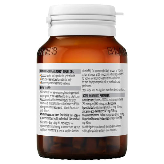 Blackmores Immune Zinc 120 Tablets - Comprehensive Immune Support-Auzzi Store