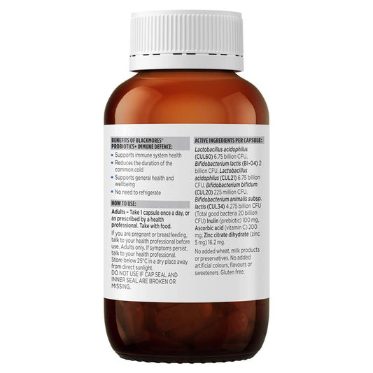 Blackmores Probiotics+ Immune Defence 90 Capsules, 20B CFU, Vitamin C, Zinc – view 2