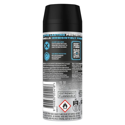 LYNX Ice Chill 165ml Antiperspirant Deodorant for Men, 72-Hour Mint Lemon – view 2