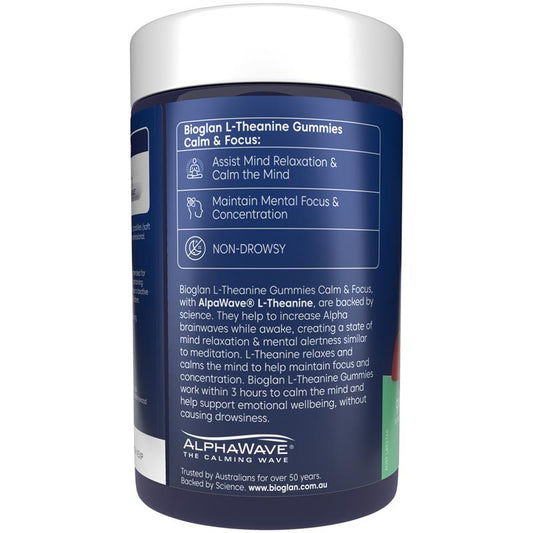 Bioglan L-Theanine Calm & Focus Gummies 75 Pack - Non-Drowsy Relaxation-Auzzi Store