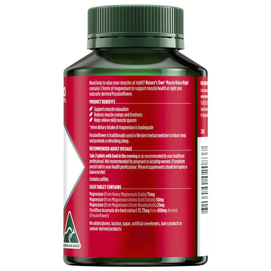 Nature's Own Muscle Relax Night with Magnesium & Passionflower 120 Tablets – view 2
