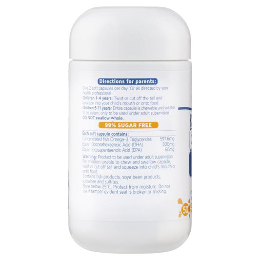 Nature's Way Kids Smart DHA 300mg Triple Strength - 50 Soft Capsules-Auzzi Store