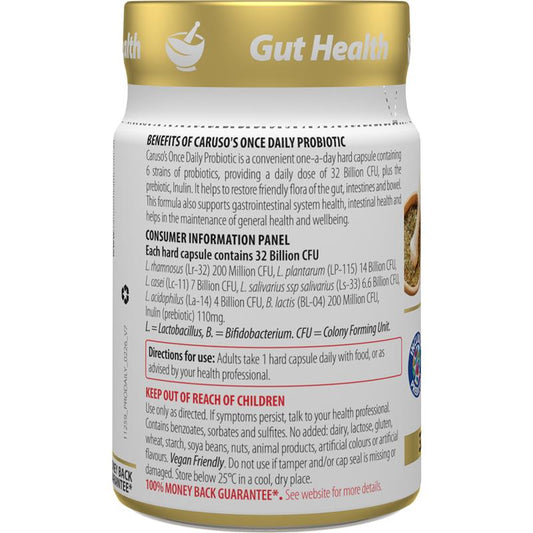 Caruso's Once Daily Probiotic 32B CFU, 6 Strains + Prebiotic, 60 Caps – view 2 - Auzzistore