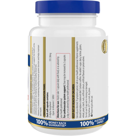 Caruso's Vitamin E 500IU Capsules - 150 Count for Heart & Skin Health – view 2 - Auzzistore