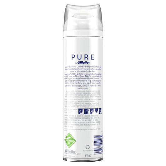 Gillette Pure Shave Foam 245g – Aloe Infused, Paraben & Dye-Free for Sensitive Skin – view 2 - Auzzistore