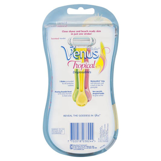 Gillette Venus Tropical Disposable Razors 3 Pack - Close Shave & Smooth Skin-Auzzi Store