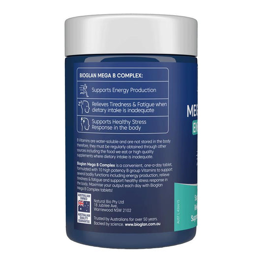 Bioglan Mega B Complex 90 Tablets – Energy, Stress & Immune Support, Vegan – view 2