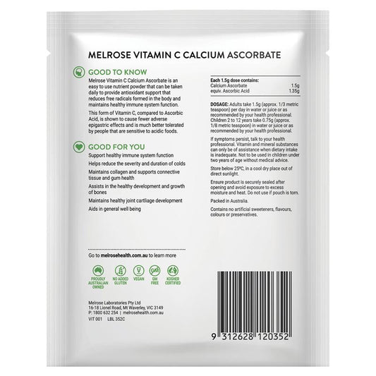 Melrose Vitamin C + Calcium Ascorbate 125g Powder - Antioxidant Support-Auzzi Store