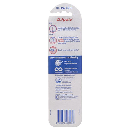 Colgate Slim Soft Advanced Charcoal Toothbrush - Ultra Soft for Healthier Gums - Auzzi Store