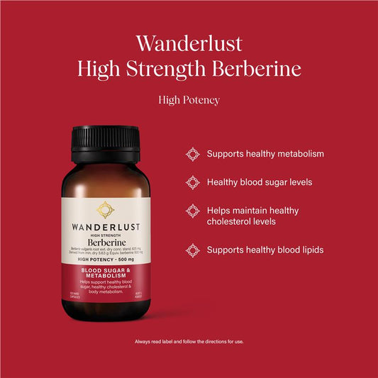Wanderlust Berberine 500mg, 120 Vegan Capsules for Blood Sugar Support – view 2 - Auzzistore