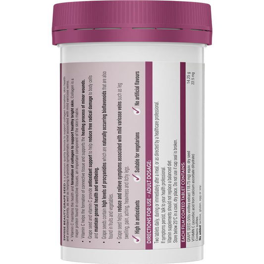 Swisse Grape Seed 14,250mg 180 Tablets - Antioxidant-Rich Skin Support-Auzzi Store