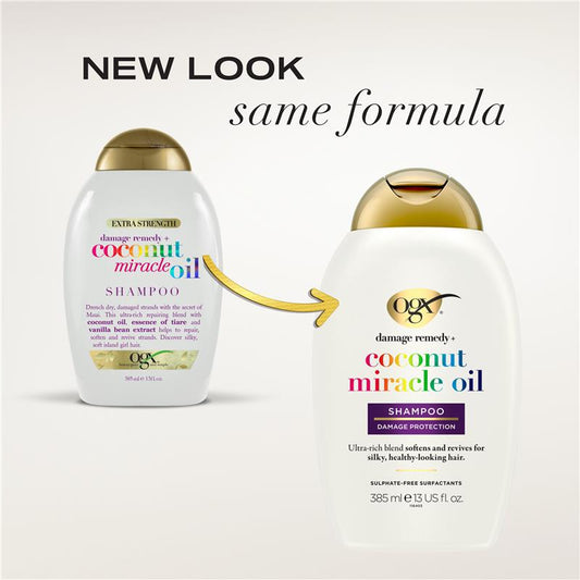 OGX Extra Strength Coconut Miracle Oil Shampoo - 385mL for Damaged & Dry Hair-Auzzi Store