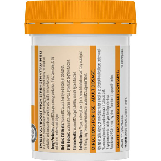 Swisse Ultiboost High Strength Vitamin B12 1000mcg - 60 Vegan Tablets – view 2