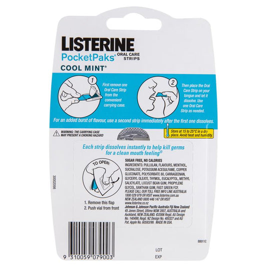 Listerine PocketPaks Oral Care Strips Cool Mint Value Pack - 72 Strips - Auzzi Store