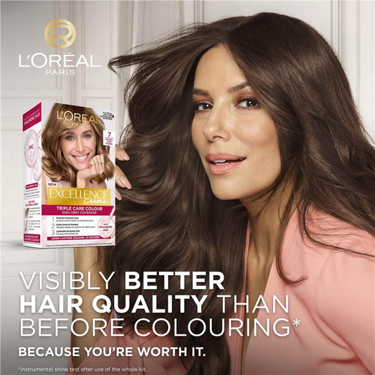 L'Oreal Excellence Creme 7 Dark Blonde Hair Colour - 100% Grey Coverage - Auzzi Store