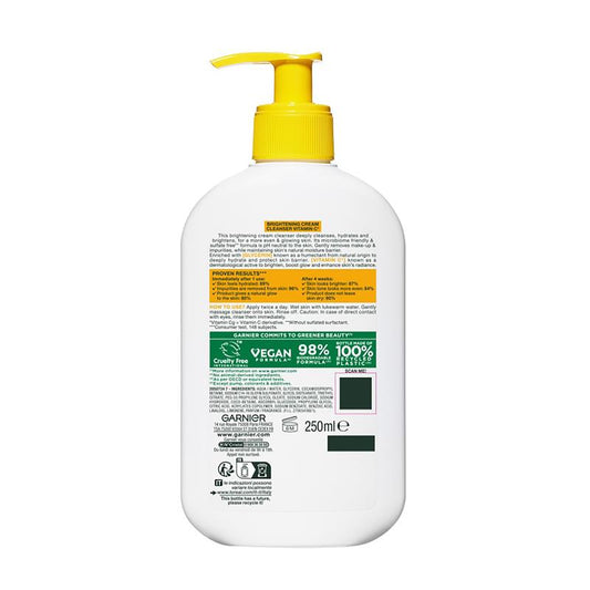 Garnier Vitamin C Cream Cleanser 250ml - Brighten Your Skin Naturally