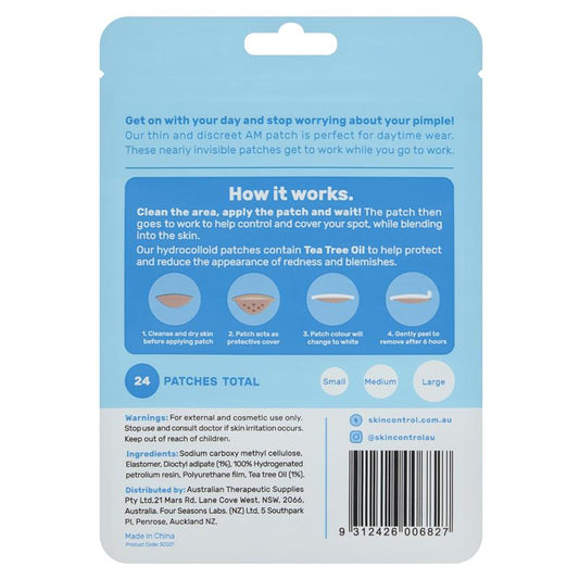Skin Control Pimple Patches AM - 24 Hydrocolloid Patches for Daytime Use - Auzzi Store
