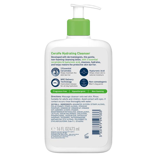 CeraVe Hydrating Cleanser 473ml - Deeply Hydrating Cleanser for Normal to Dry Skin - Auzzi Store