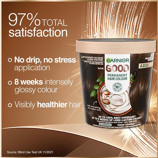 Garnier Good Hair Colour 4.0 Cacao Brown - 90% Natural Origin Formula