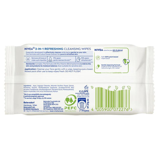 NIVEA 3in1 Refreshing Cleansing Wipes for Normal & Combination Skin - 7 Pack-Auzzi Store