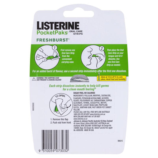 Listerine PocketPaks Oral Care Strips Freshburst Value Pack - 72 Strips - Auzzi Store