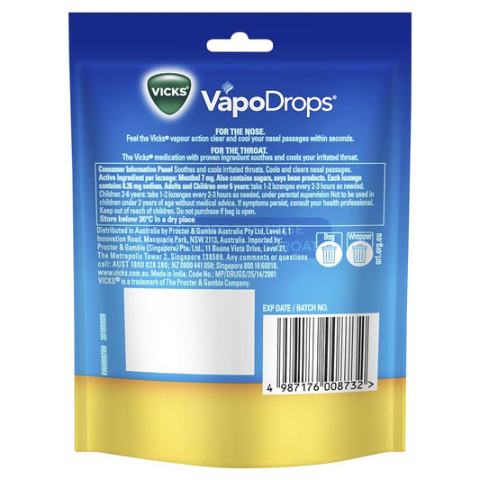 Vicks VapoDrops Butter Menthol Lozenges - 24 Pack for Cough & Cold Relief-Auzzi Store