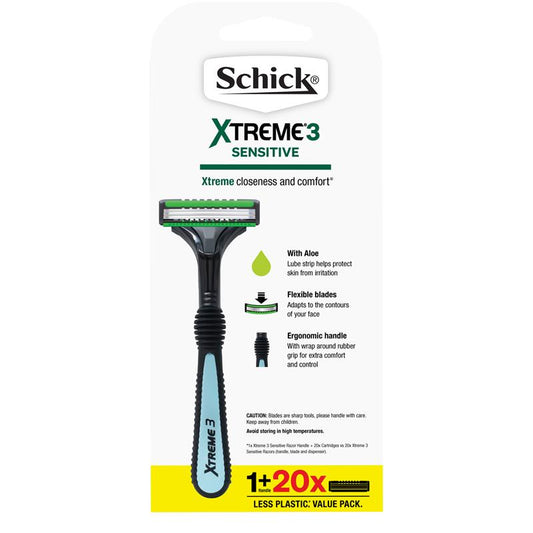 Schick Xtreme 3 Sensitive Razor Kit for Men – 20 Pack with Aloe Vera – view 2