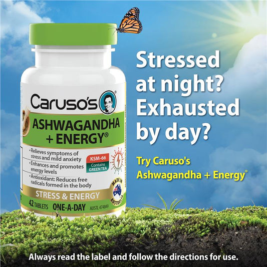 Caruso's Ashwagandha + Energy 42 Tablets - Boost Energy & Reduce Stress-Auzzi Store