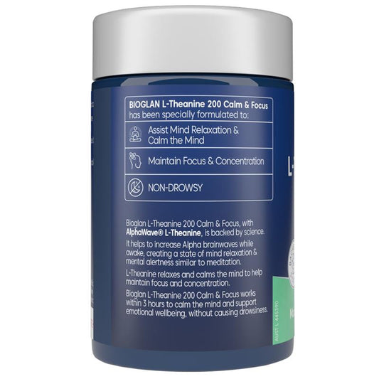 Bioglan L-Theanine Calm & Focus 60 Tablets - Enhance Relaxation and Concentration