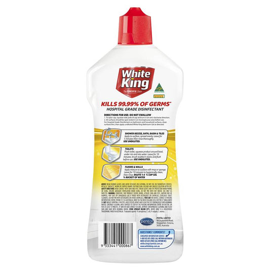 White King Bathroom Power Gel Lemon 750ml - Hospital Grade Disinfectant-Auzzi Store