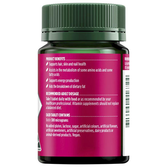 Nature's Own Biotin 300mcg - 100 Tablets for Hair, Skin & Nail Health-Auzzi Store