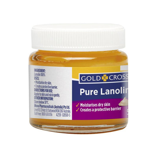 Gold Cross Wool Fat Anhydrous 50g Jar - Pure Lanolin for Skin Hydration-Auzzi Store