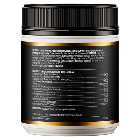 GO Healthy Magnesium Powder Lemon Lime 250g - Muscle Function & Energy - Auzzi Store