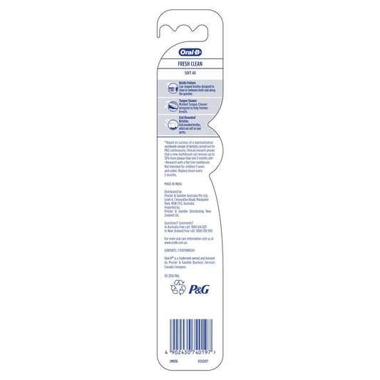 Oral-B All Rounder Fresh Clean Soft Manual Toothbrush - Dentist Recommended-Auzzi Store
