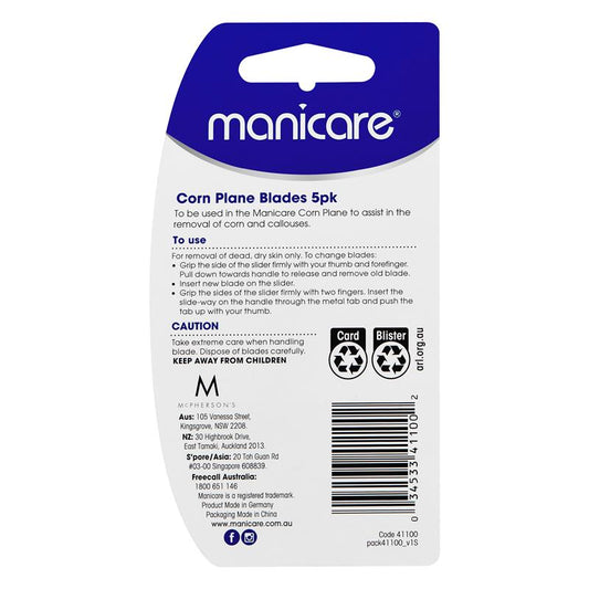 Manicare Corn Plane Blades - 5 Pack for Effective Corn & Callous Removal-Auzzi Store