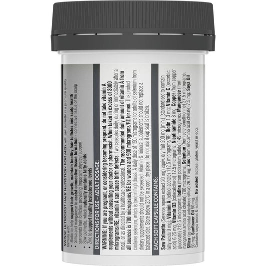 Swisse Hair Nutrition for Men - 60 Capsules for Hair Growth Support - Auzzi Store