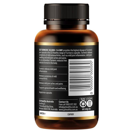 GO Healthy Turmeric 30000+ 1-A-DAY 60 Hard Vege Capsules - Joint Support-Auzzi Store