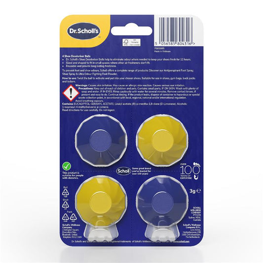 Dr. Scholl's 4-Pack Shoe Deodorizer Balls – Reusable Freshness for Shoes & Bags – view 2